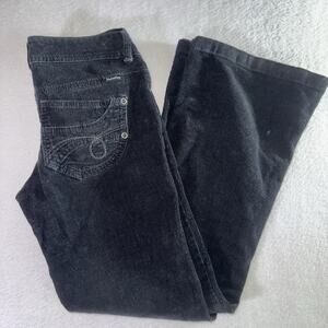 Vintage Union Bay Corduroy Pants Womens 1 Flare Boot Cut Black Low Rise Y2k VTG